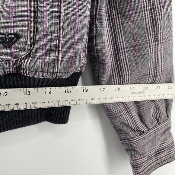 Roxy Jacket Girls Youth Size Large Faux Fur Hood Pockets Front Full Zip Tartan - Picture 7 of 14